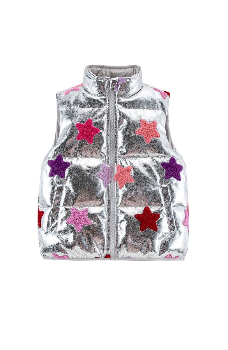 Metallic Stars Puffer Vest
