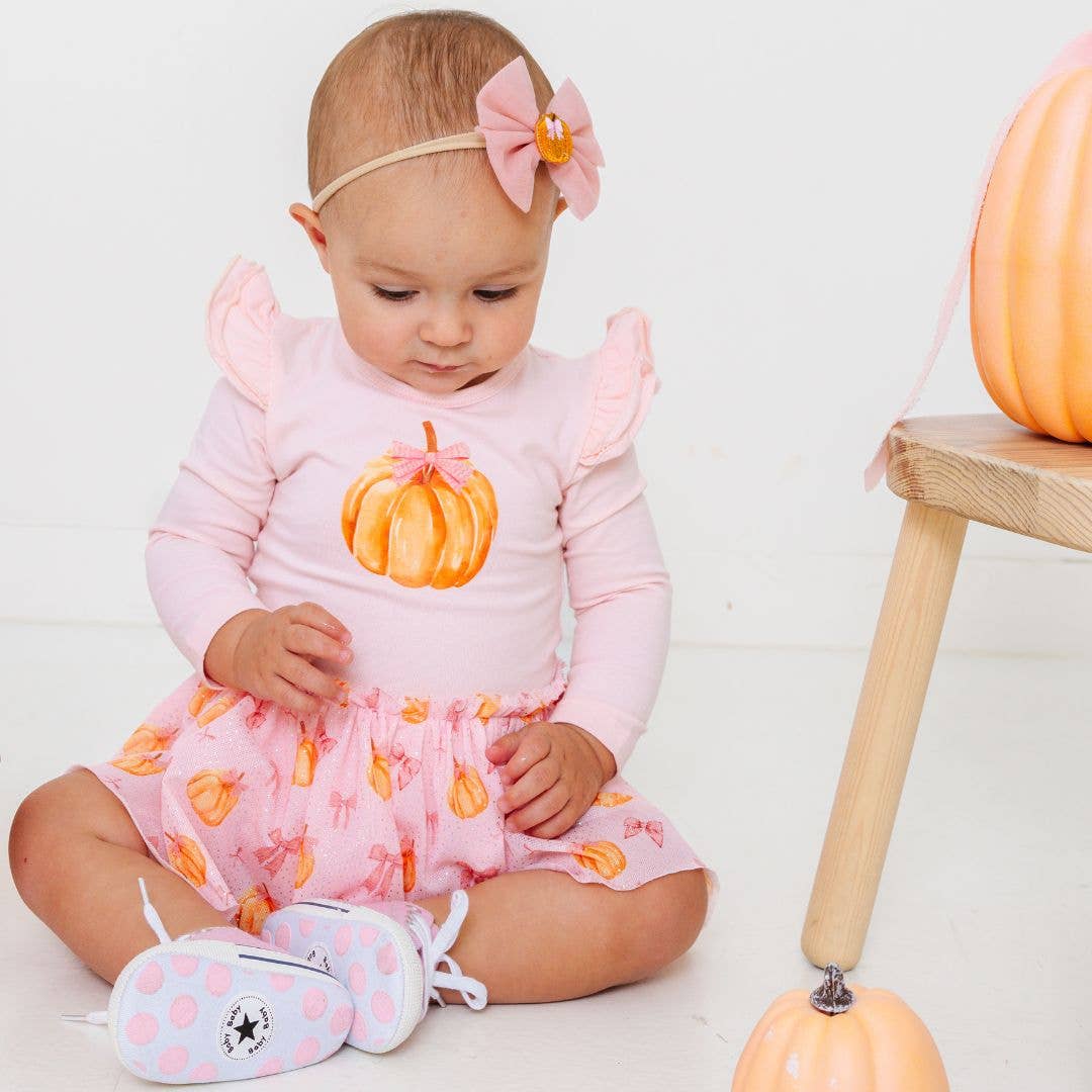 Coquette Pumpkin Long Sleeve Tutu Bodysuit