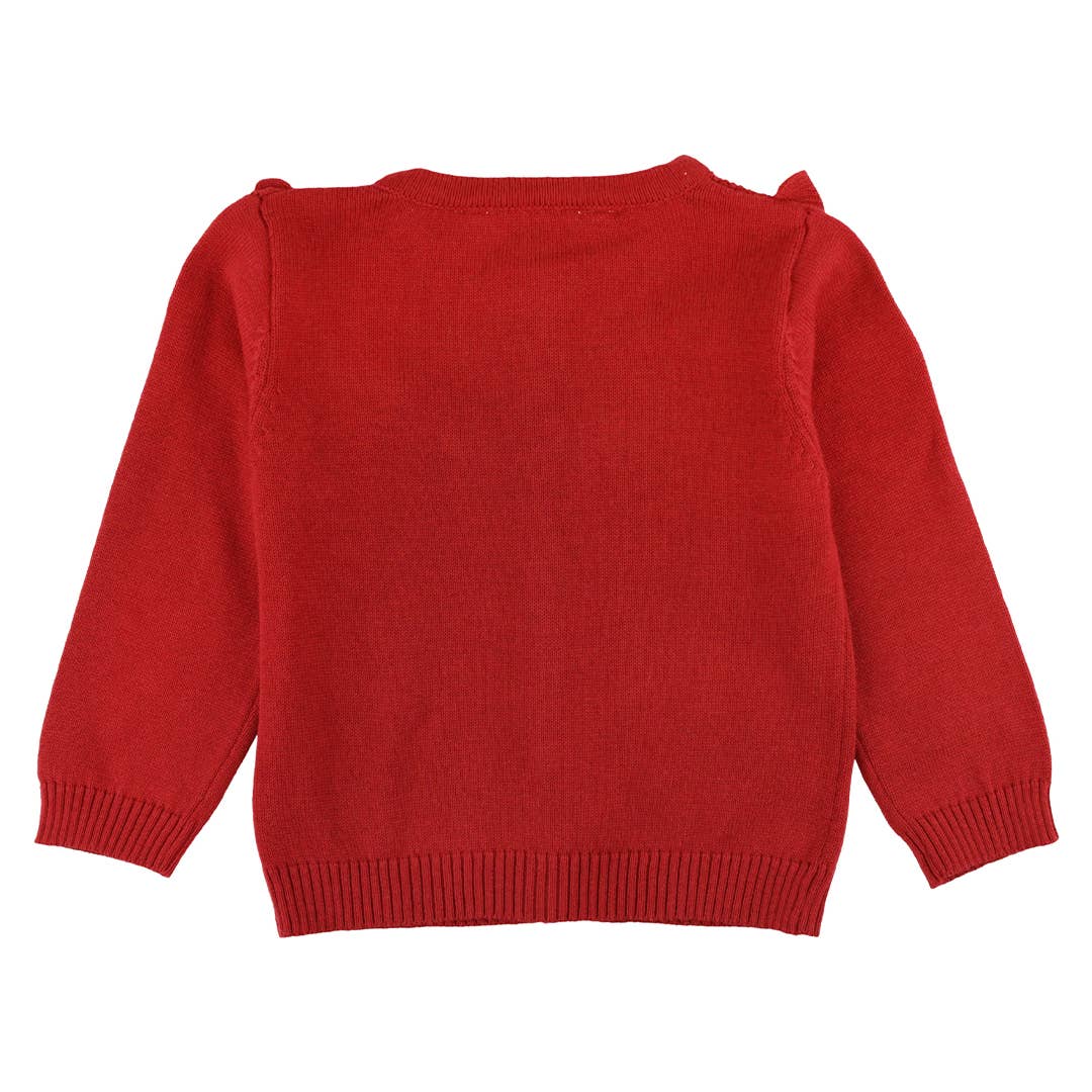 Classic Sweater Knit Ruffle Trim Cardigan