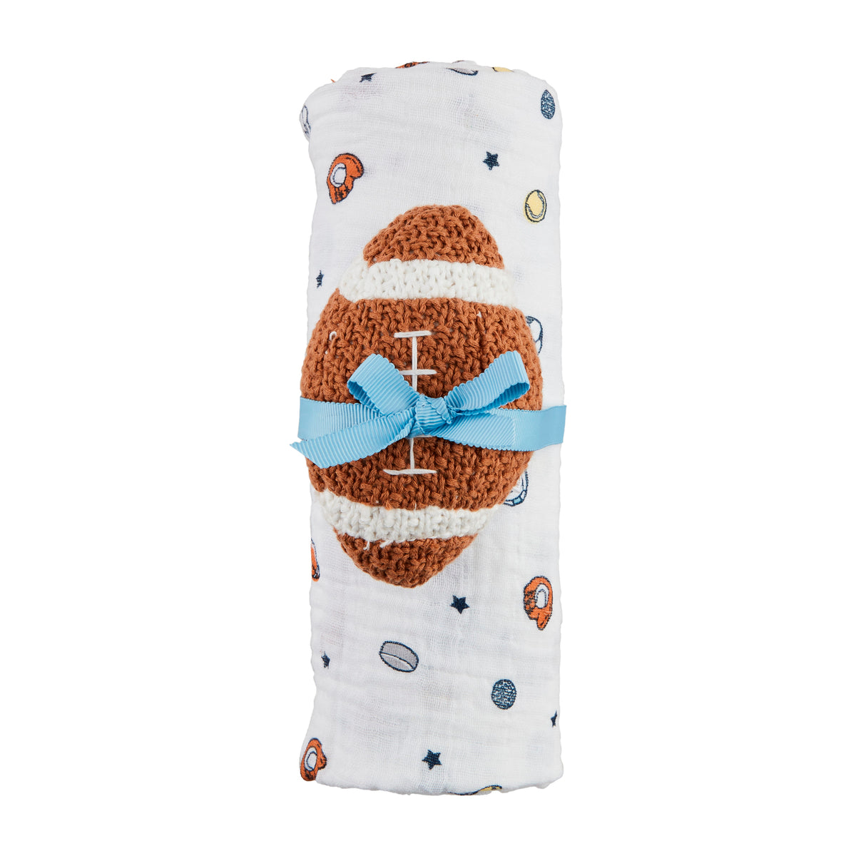 Sports Swaddle &amp; Football Rattle Set