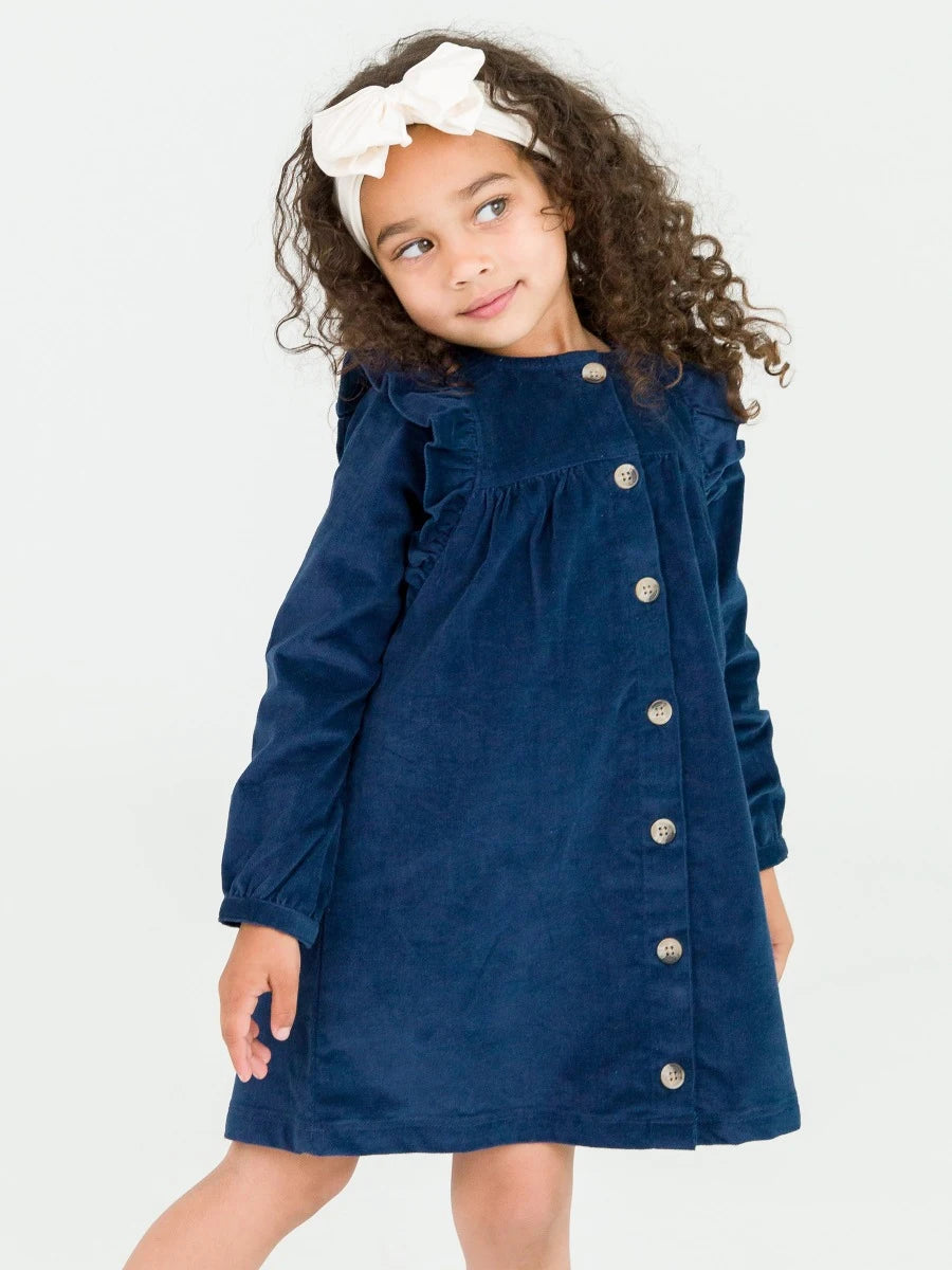 Corduroy Ruffle Detail Dress