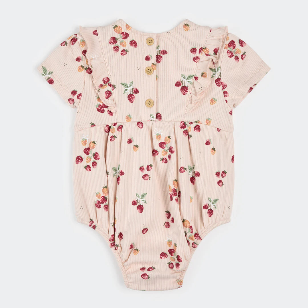 Strawberry Ribbed Bubble Romper