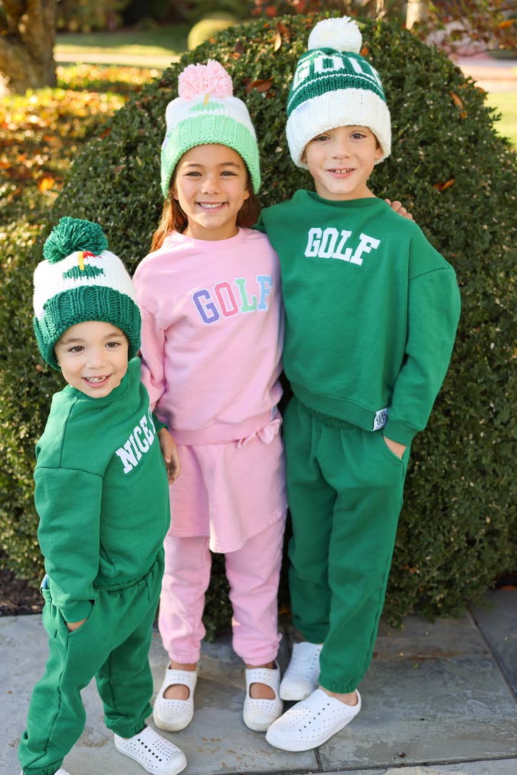 Golf Flag Bobble Hat - Pink