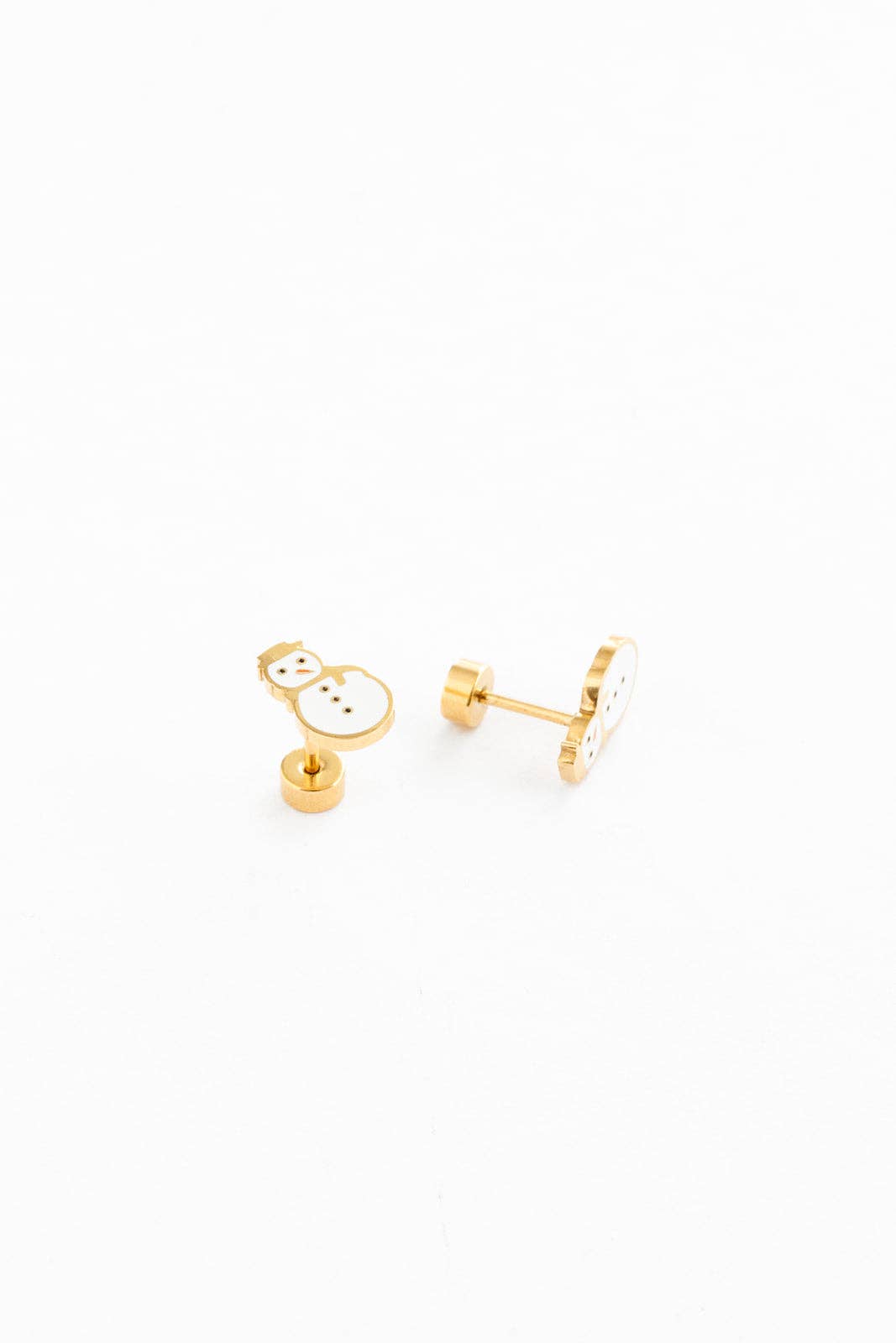 Pip Pop Post - Snowman Stud Earrings - Hypoallergenic, Flat Back, Girl Gift: Pair
