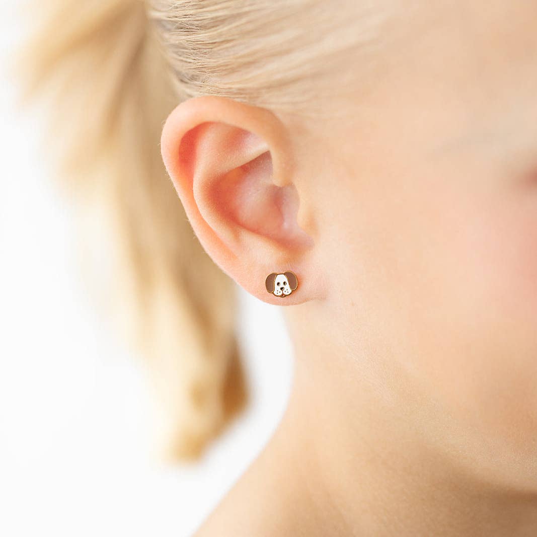 Pip Pop Post - Dog Stud Earrings - Hypoallergenic, Flat Back, Girl Gift: Pair