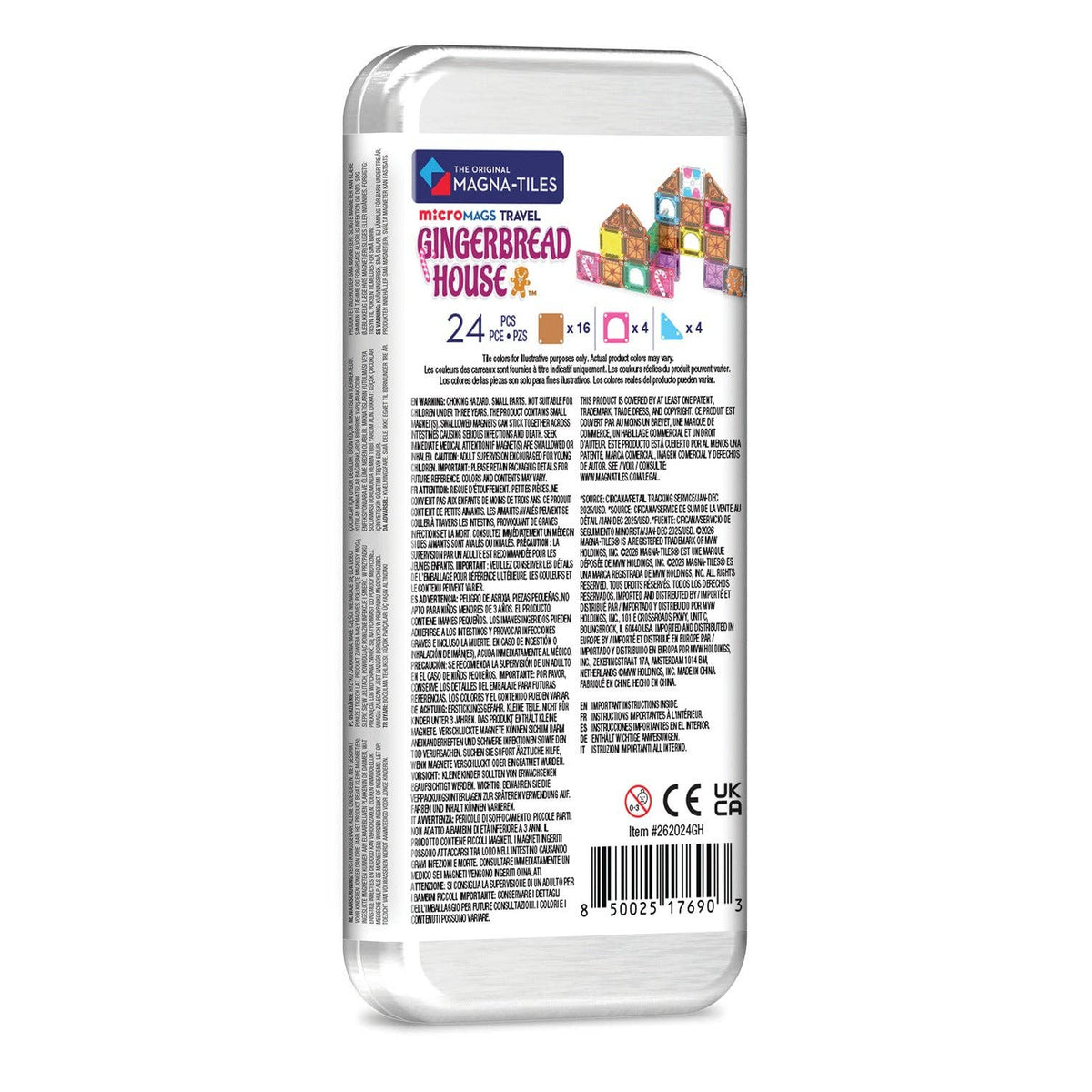 Magna-Tiles - MicroMAGS Gingerbread House 24 Piece Travel Set