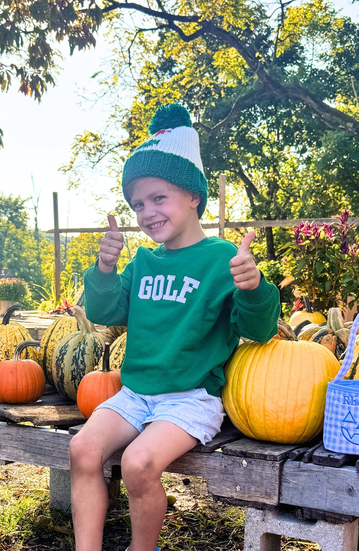 Golf Flag Bobble Hat - Green