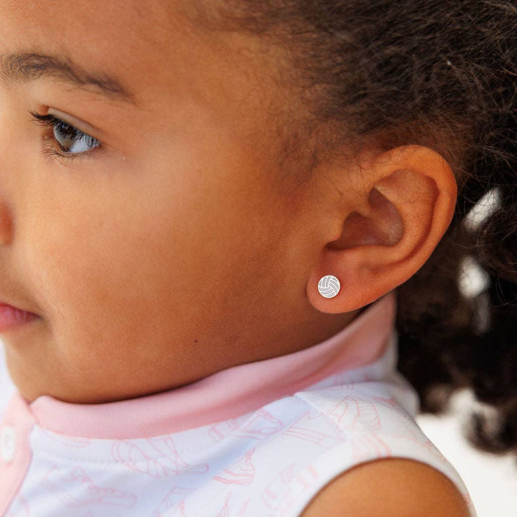 Pip Pop Post - Sports Balls Stud Earrings - Hypoallergenic, Flat Back, Girl: Pair / Football