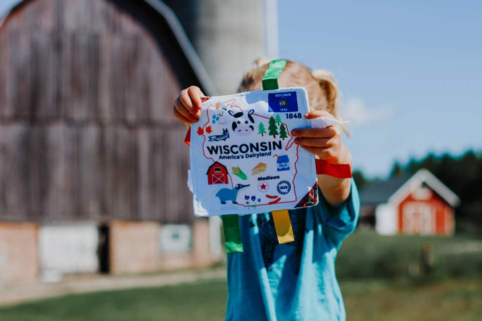 Wisconsin State Baby Crinkle Tag Square 8"x 8" Toy