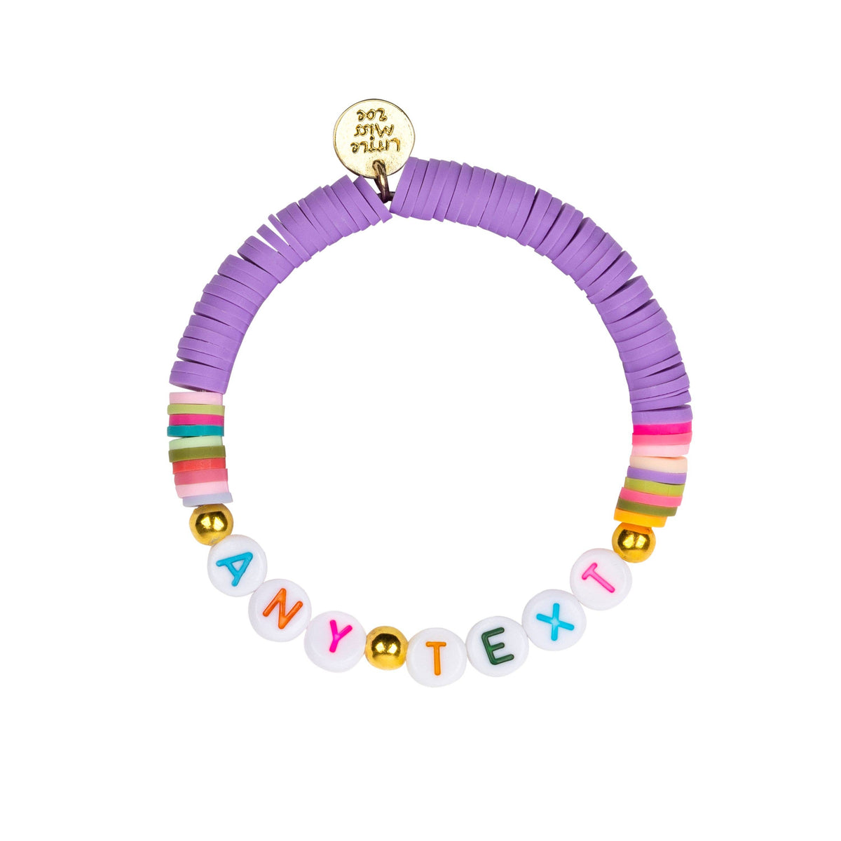 Little Miss Zoe - Customizable  Word Bracelet - ANY TEXT : Gold Plated / 6&quot;