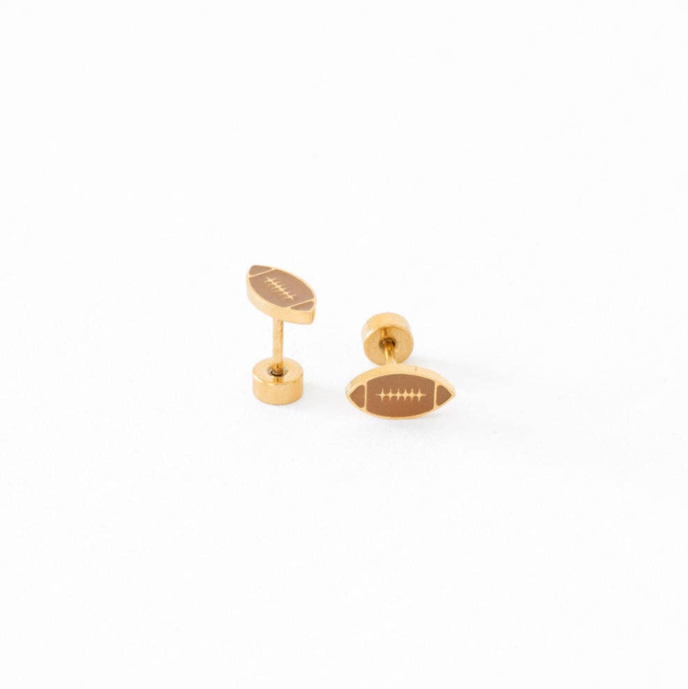 Pip Pop Post - Sports Balls Stud Earrings - Hypoallergenic, Flat Back, Girl: Pair / Soccer Ball