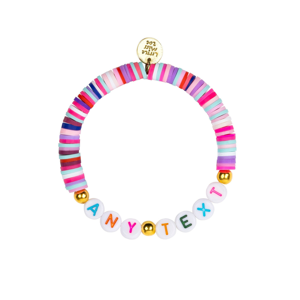 Little Miss Zoe - Customizable  Word Bracelet - ANY TEXT : Gold Plated / 6&quot;