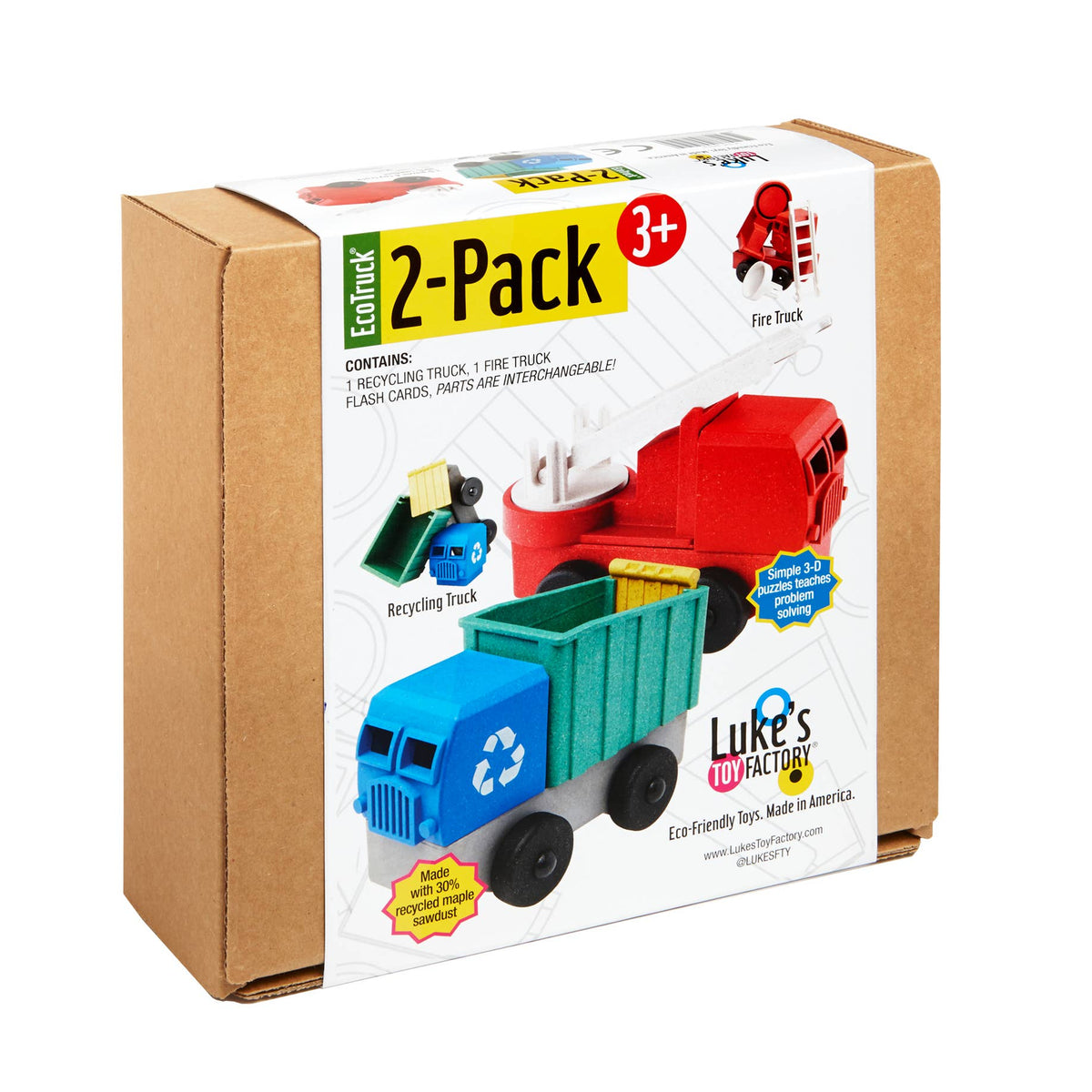 Luke&#39;s Toy Factory - Fire and Recycling Truck 2 Pack