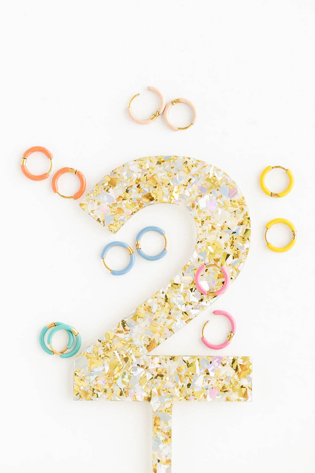 Pip Pop Post - Enamel Hoop Earrings - Hypoallergenic, Flat Back, Girl Gift: Pink