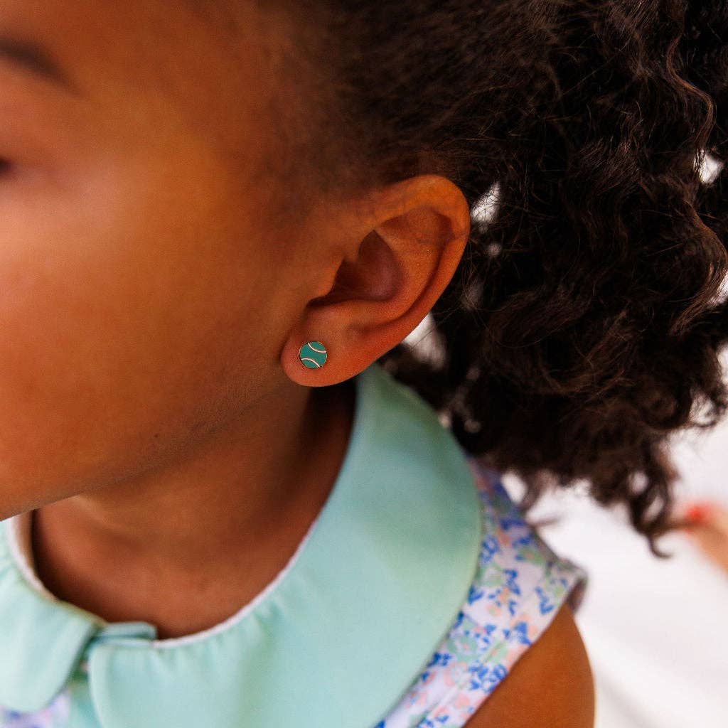 Pip Pop Post - Sports Balls Stud Earrings - Hypoallergenic, Flat Back, Girl: Pair / Golf Ball