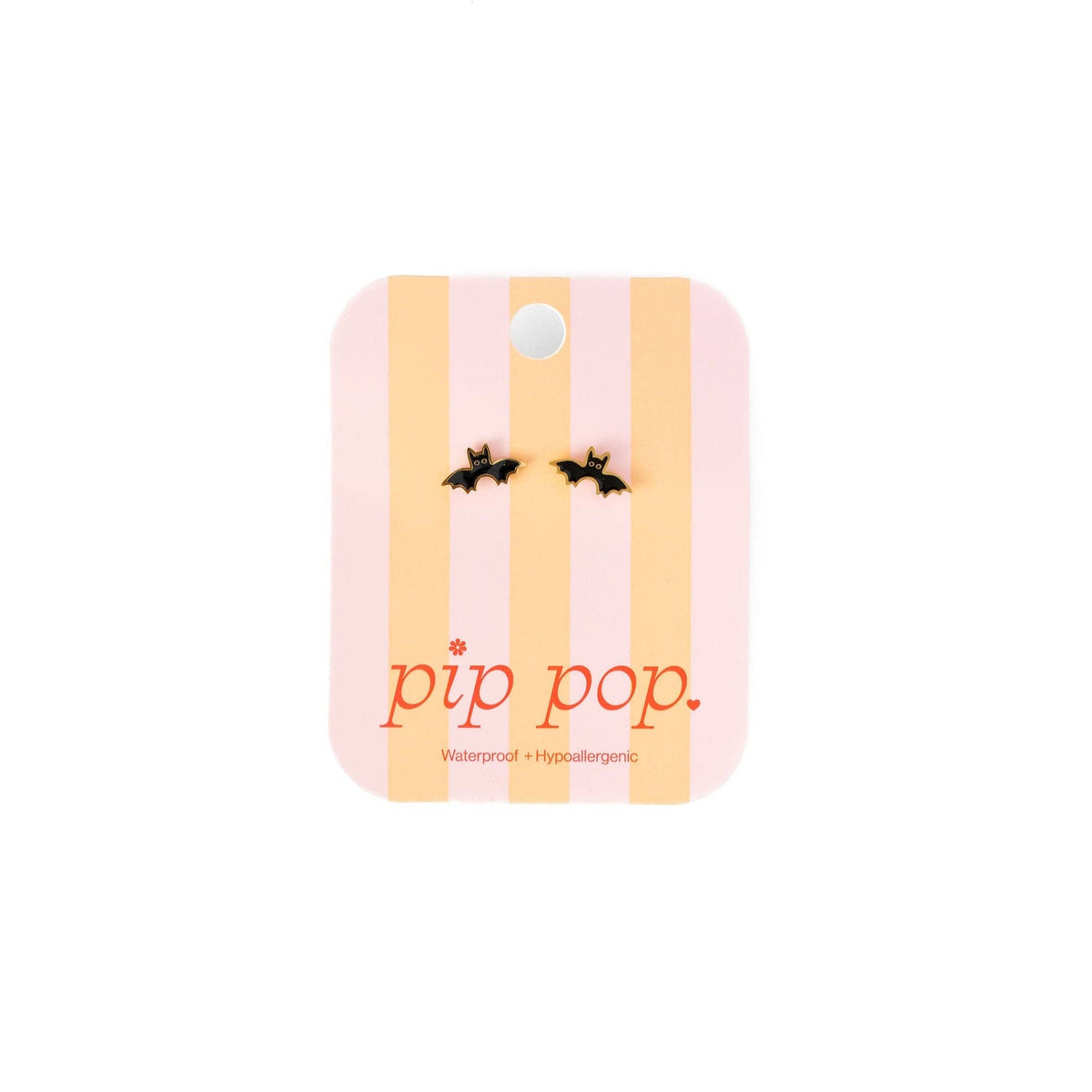 Pip Pop Post - Bat Stud Earrings - Hypoallergenic, Flat Back, Girl Gift : Pair