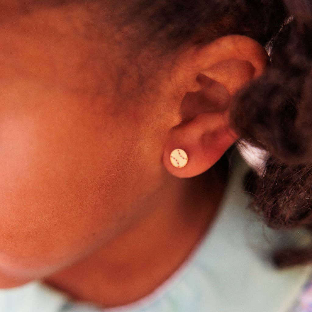 Pip Pop Post - Sports Balls Stud Earrings - Hypoallergenic, Flat Back, Girl: Pair / Golf Ball