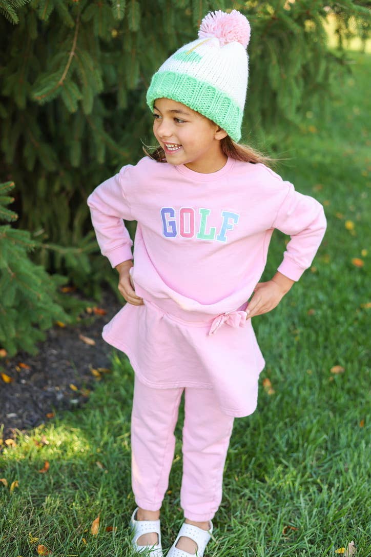 Golf Flag Bobble Hat - Pink
