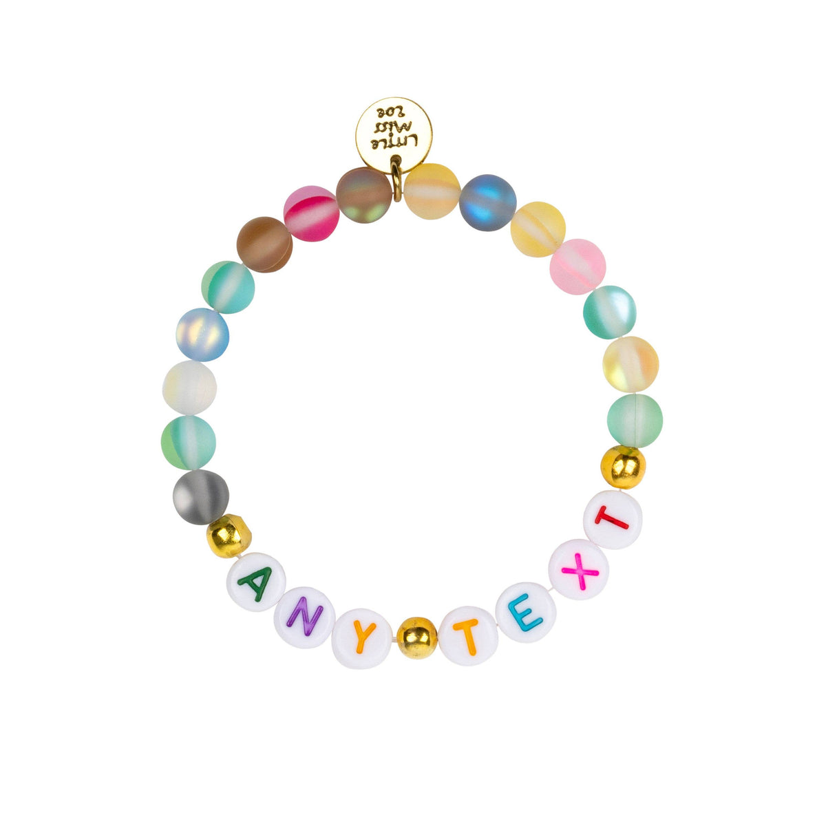 Little Miss Zoe - Customizable  Word Bracelet - ANY TEXT : Gold Plated / 6&quot;