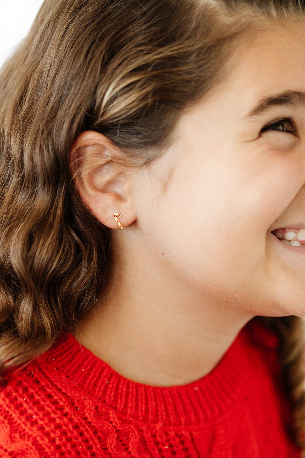 Pip Pop Post - Candy Cane Stud Earrings - Hypoallergenic, Flat Back, Girl : Pair