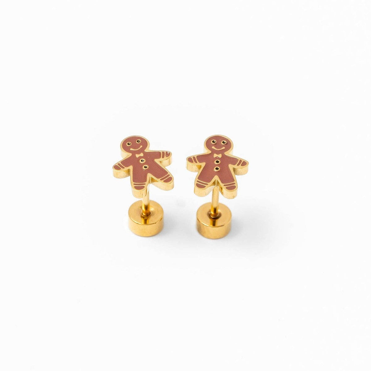 Pip Pop Post - Gingerbread Man Earring - Hypoallergenic, Flat Back, Girl : Pair