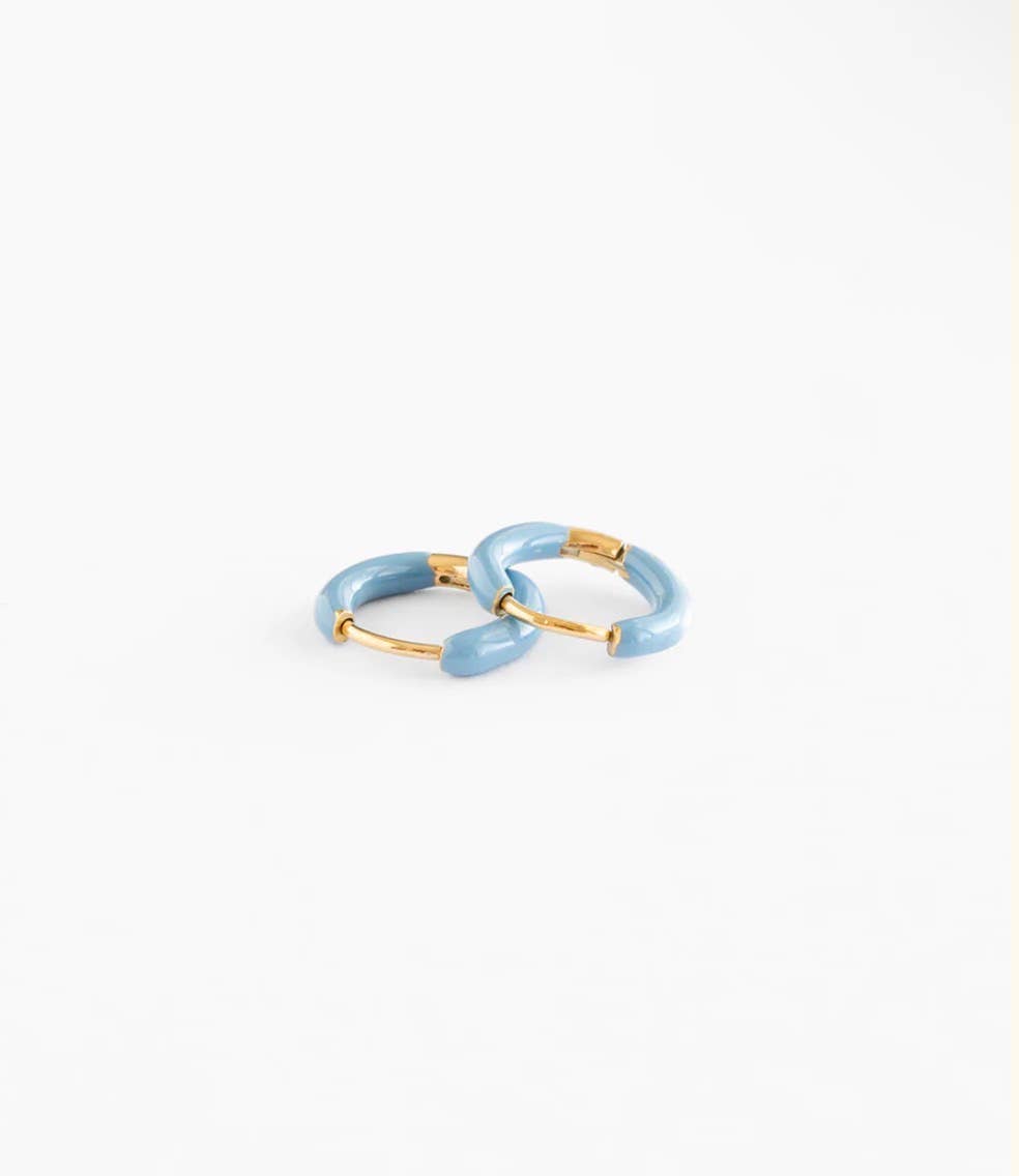 Pip Pop Post - Enamel Hoop Earrings - Hypoallergenic, Flat Back, Girl Gift: Pink