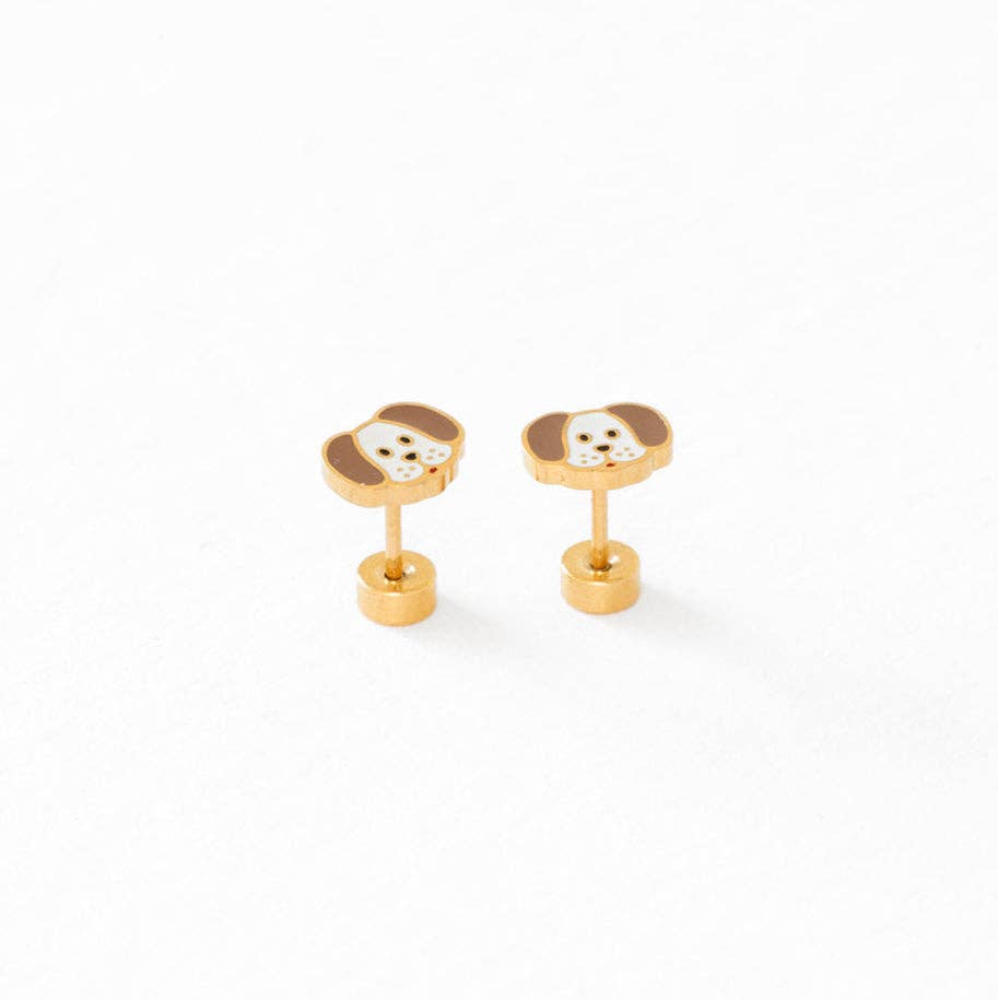 Pip Pop Post - Dog Stud Earrings - Hypoallergenic, Flat Back, Girl Gift: Pair