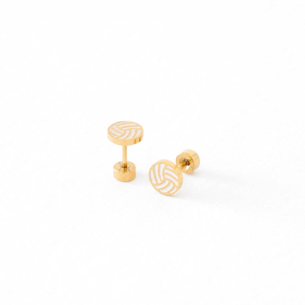 Pip Pop Post - Sports Balls Stud Earrings - Hypoallergenic, Flat Back, Girl: Pair / Soccer Ball