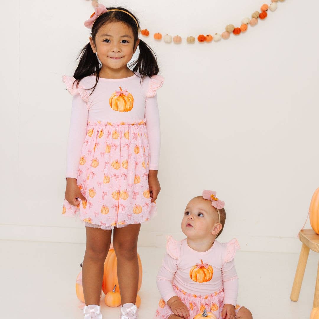 Coquette Pumpkin Long Sleeve Tutu Bodysuit