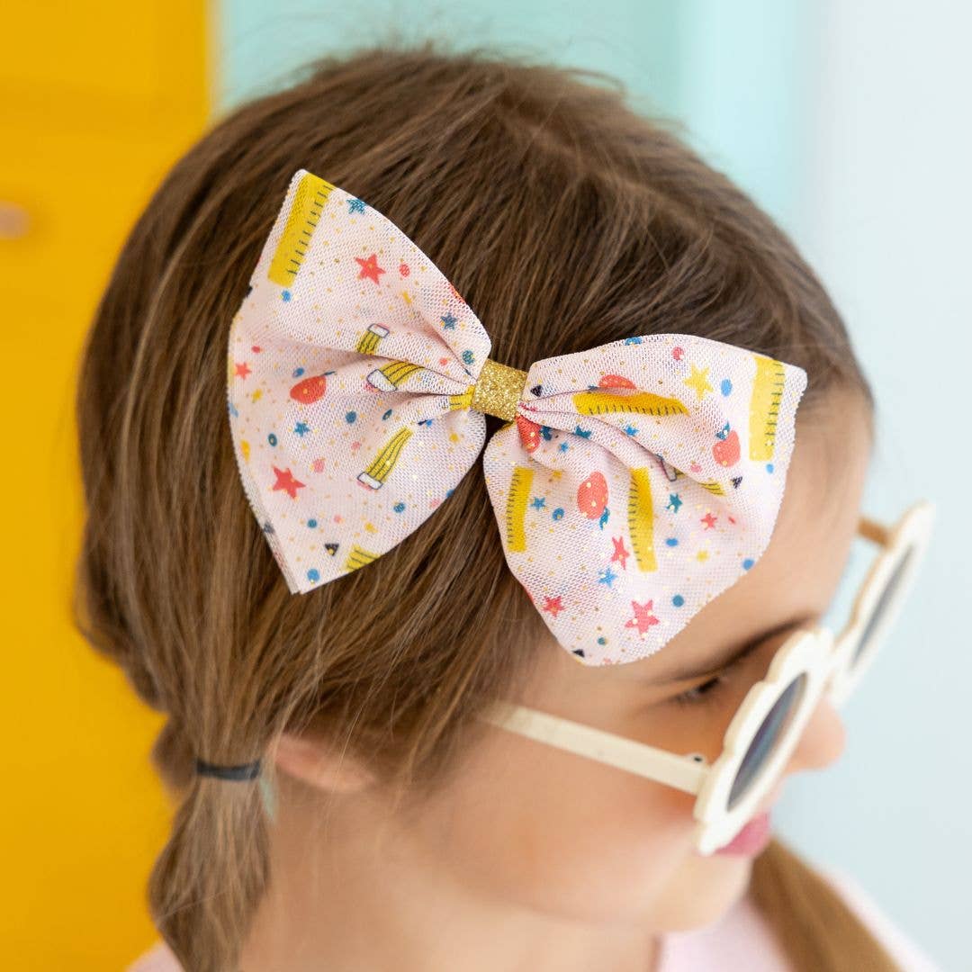 School Days Tulle Bow Clip