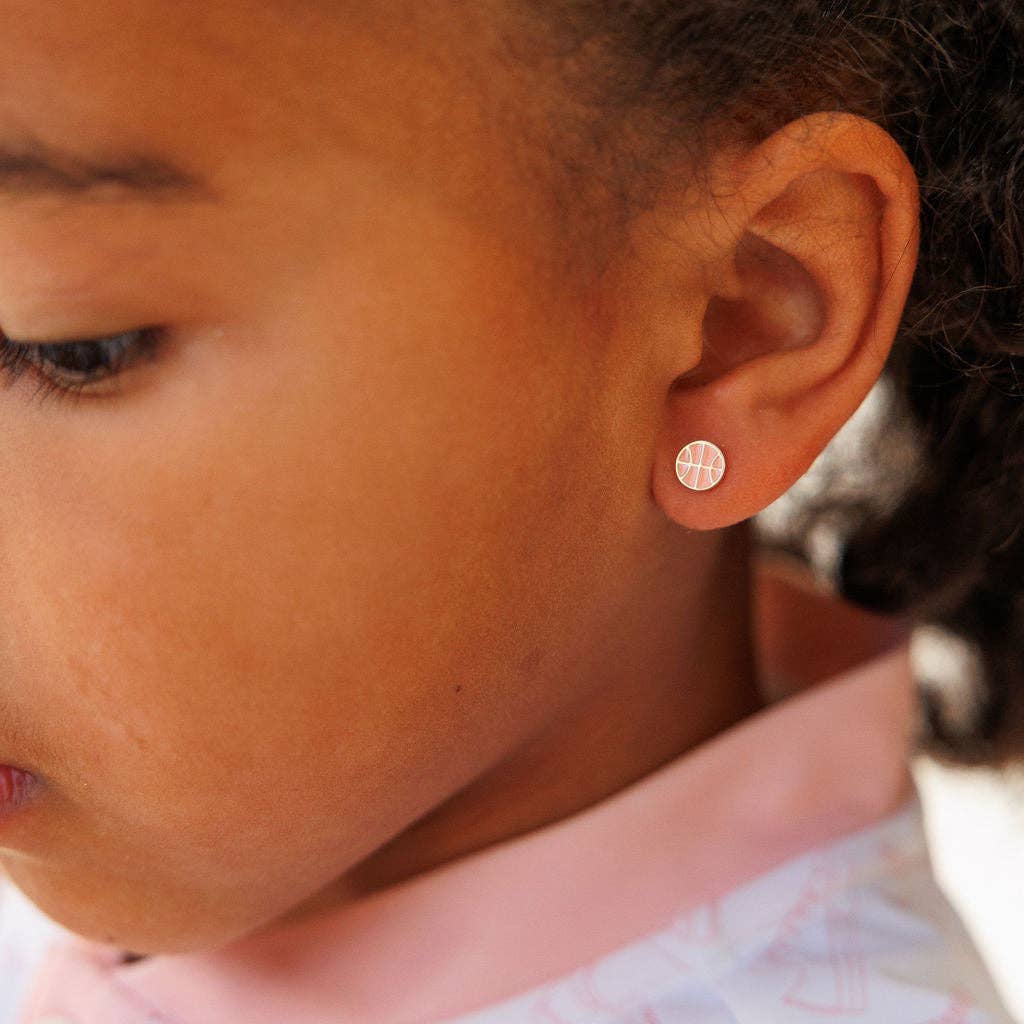 Pip Pop Post - Sports Balls Stud Earrings - Hypoallergenic, Flat Back, Girl: Pair / Football