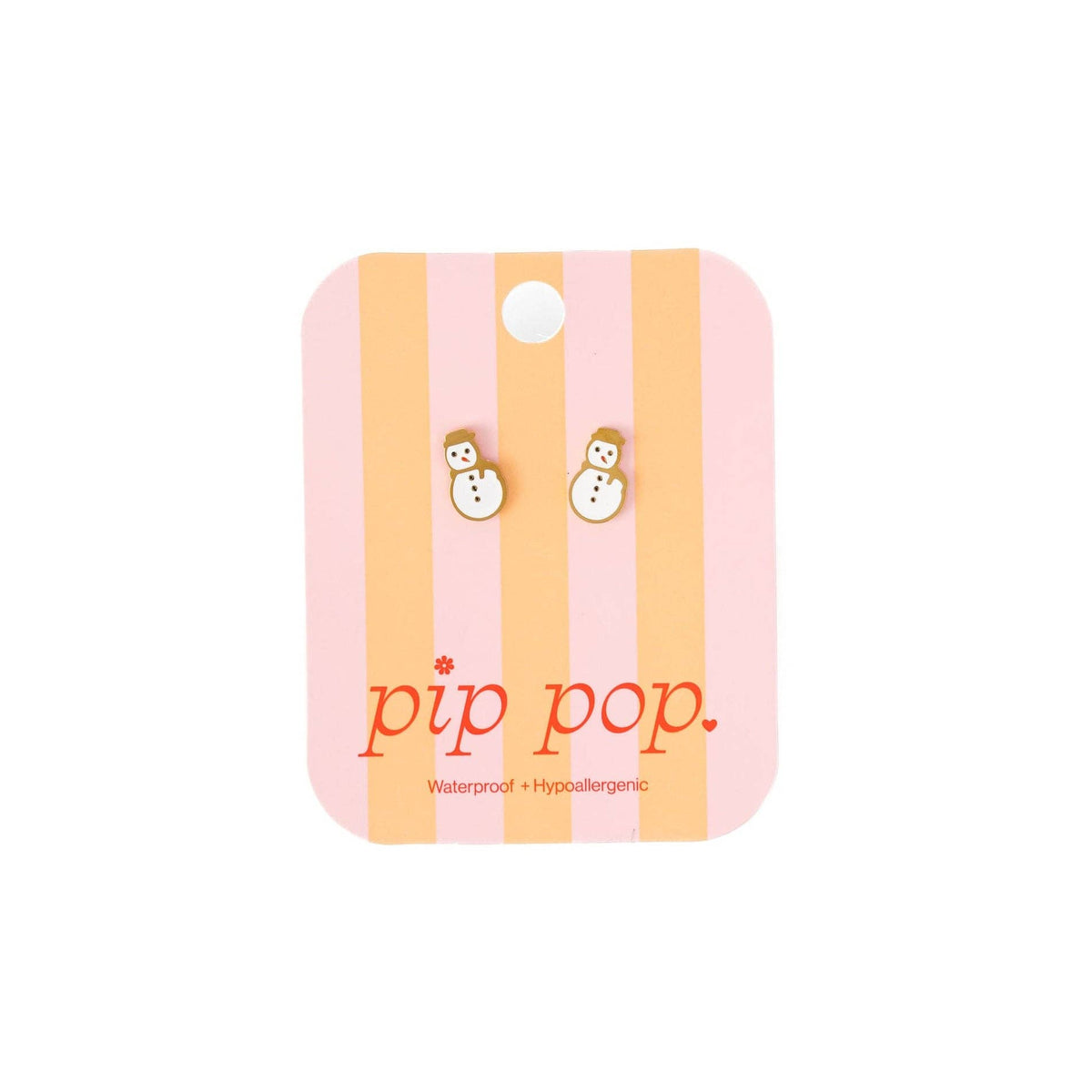 Pip Pop Post - Snowman Stud Earrings - Hypoallergenic, Flat Back, Girl Gift: Pair