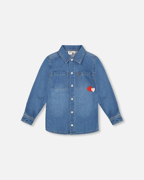 Denim Shirt w/ Hearts