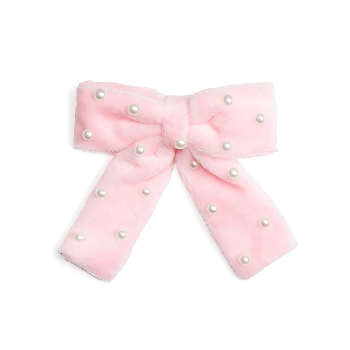 Velvet Pearl Bow Clip