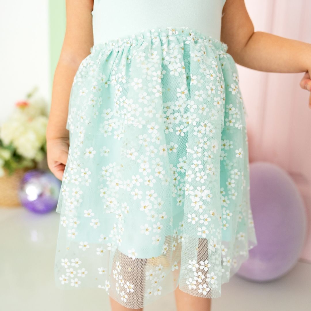 Aqua Ditsy Daisy Tutu Dress