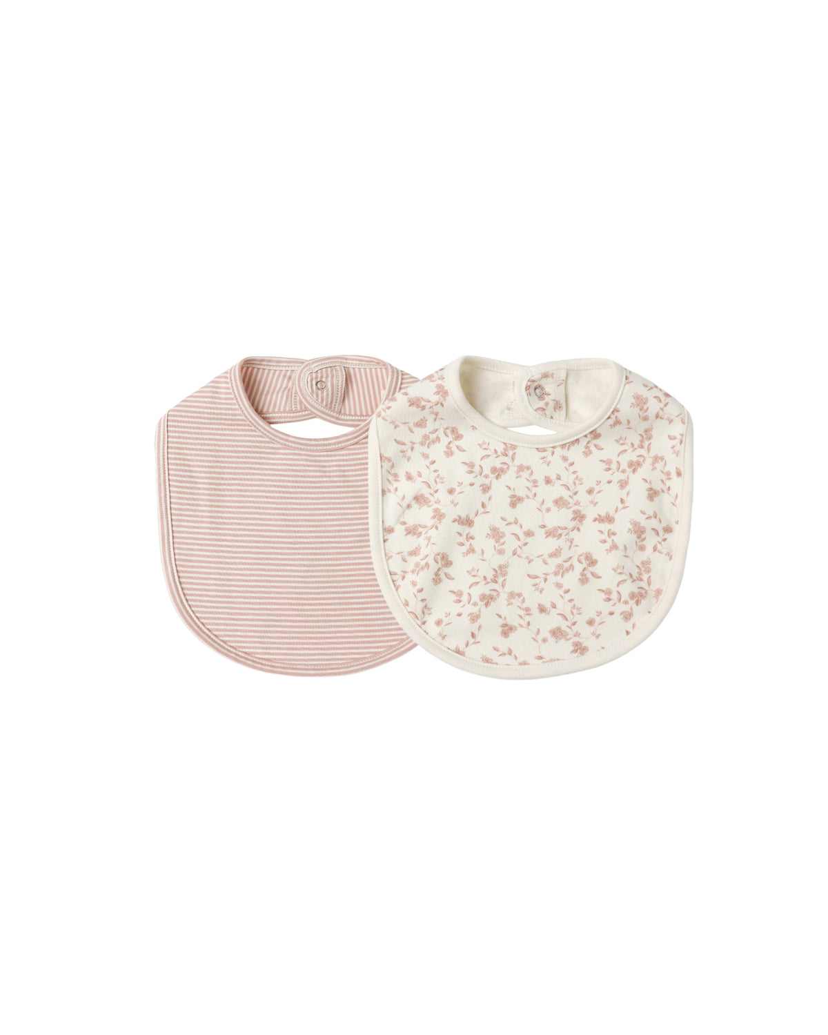 Jersey Snap Bib, 2 Pack || French Garden, Rose Micro Stripe