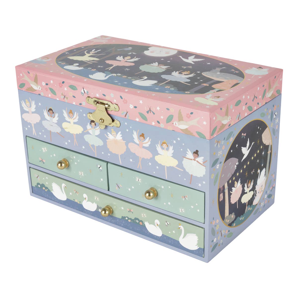 Musical Jewelry Box with 3 Drawers - Enchanted