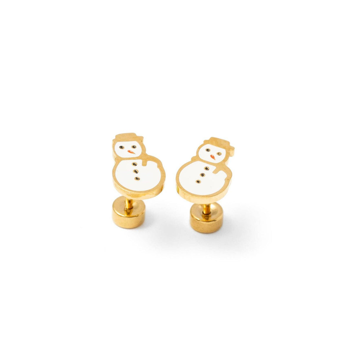Pip Pop Post - Snowman Stud Earrings - Hypoallergenic, Flat Back, Girl Gift: Pair