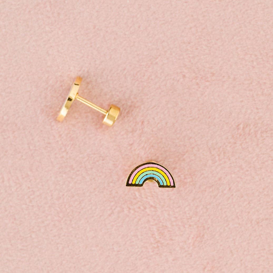 Pip Pop Post - Pastel Rainbow Stud Earrings - Hypoallergenic, Flat Back