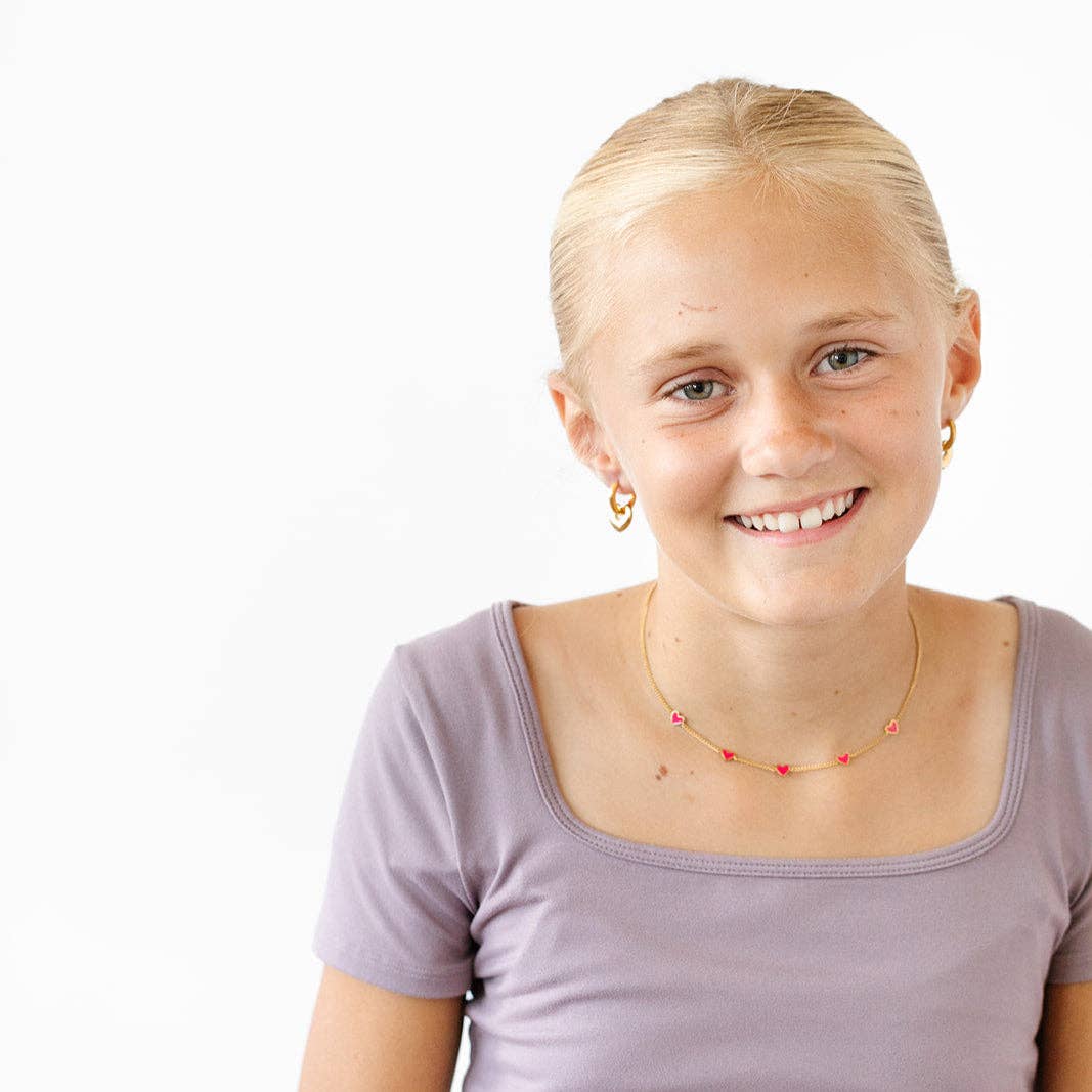 Pip Pop Post - Bold Heart Hoop Earrings - Hypoallergenic, Girl Gift: Gold / Pair