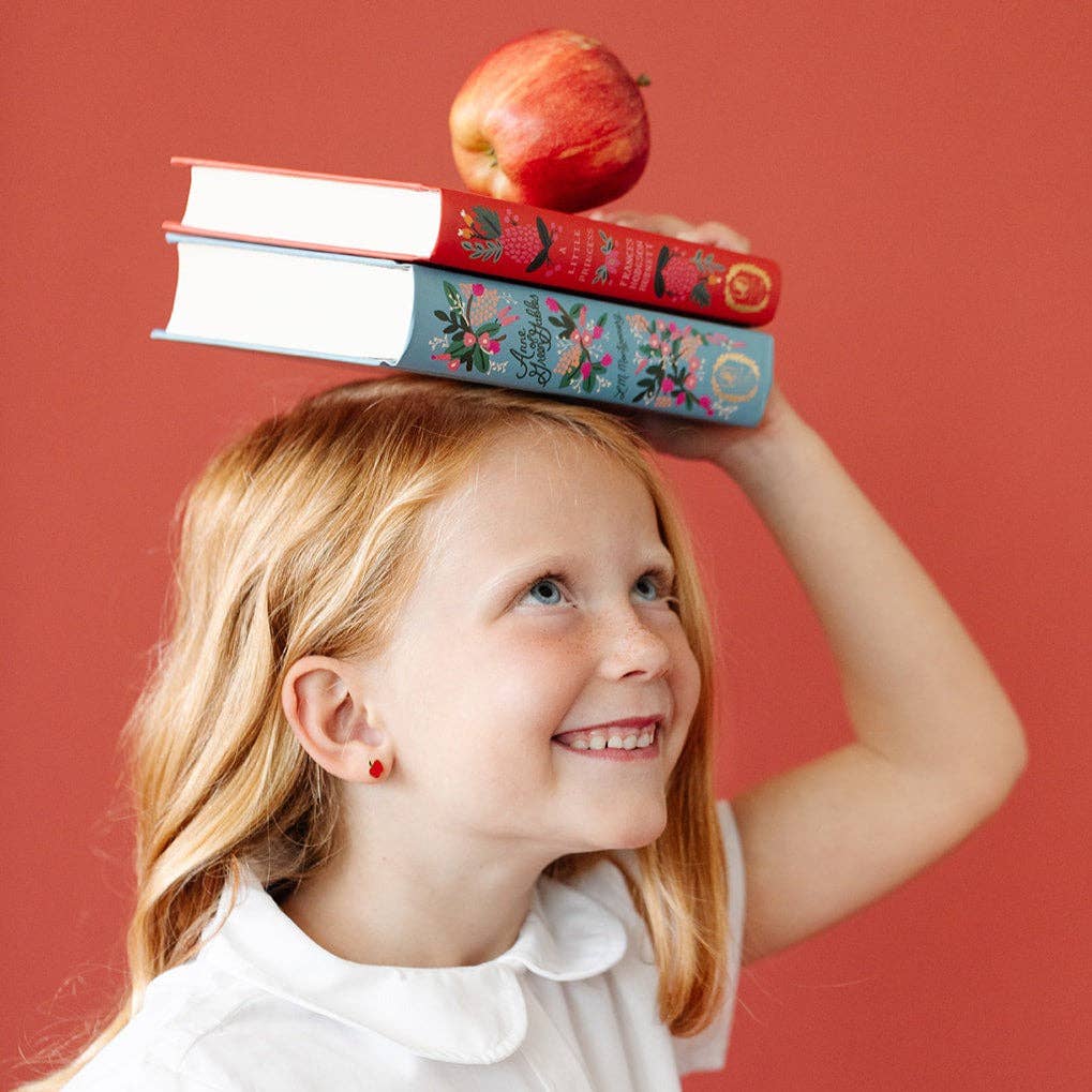 Pip Pop Post - Apple  Stud Earrings - Hypoallergenic, Flat Back, Girl Gift