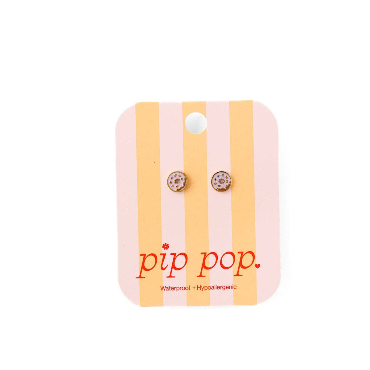 Pip Pop Post - Donut Stud Earrings - Hypoallergenic, Flat Back, Girl Gift: Pair