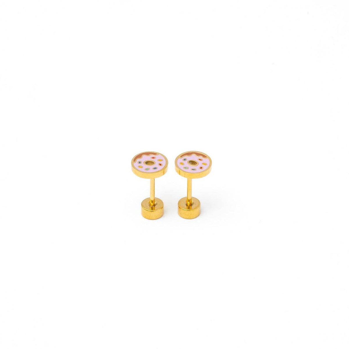 Pip Pop Post - Donut Stud Earrings - Hypoallergenic, Flat Back, Girl Gift: Pair