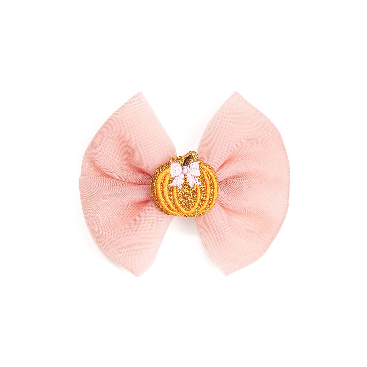 Pumpkin Tulle Bow Clip