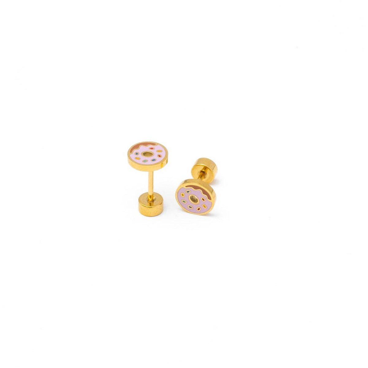 Pip Pop Post - Donut Stud Earrings - Hypoallergenic, Flat Back, Girl Gift: Pair
