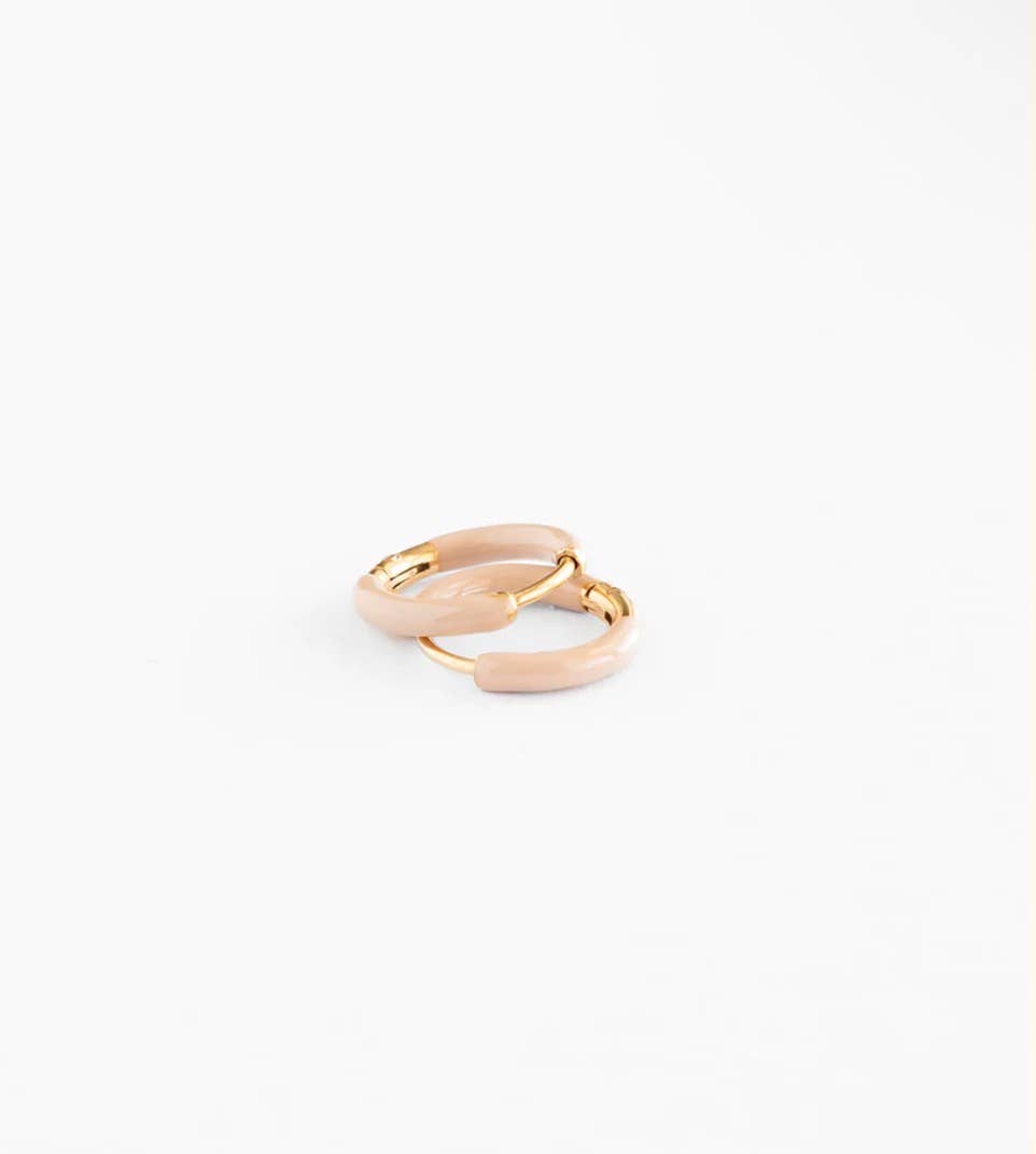 Pip Pop Post - Enamel Hoop Earrings - Hypoallergenic, Flat Back, Girl Gift: Pink