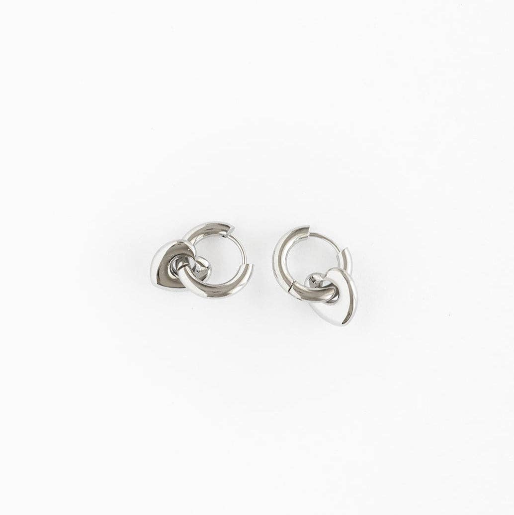 Pip Pop Post - Bold Heart Hoop Earrings - Hypoallergenic, Girl Gift: Gold / Pair