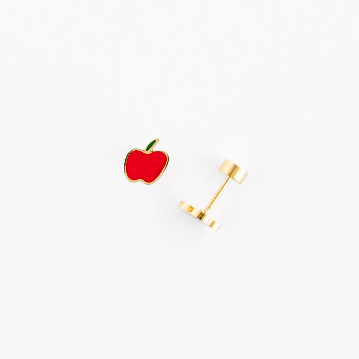 Pip Pop Post - Apple  Stud Earrings - Hypoallergenic, Flat Back, Girl Gift