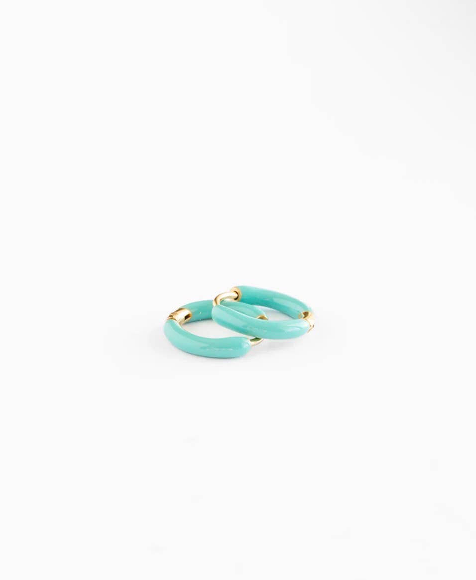 Pip Pop Post - Enamel Hoop Earrings - Hypoallergenic, Flat Back, Girl Gift: Pink