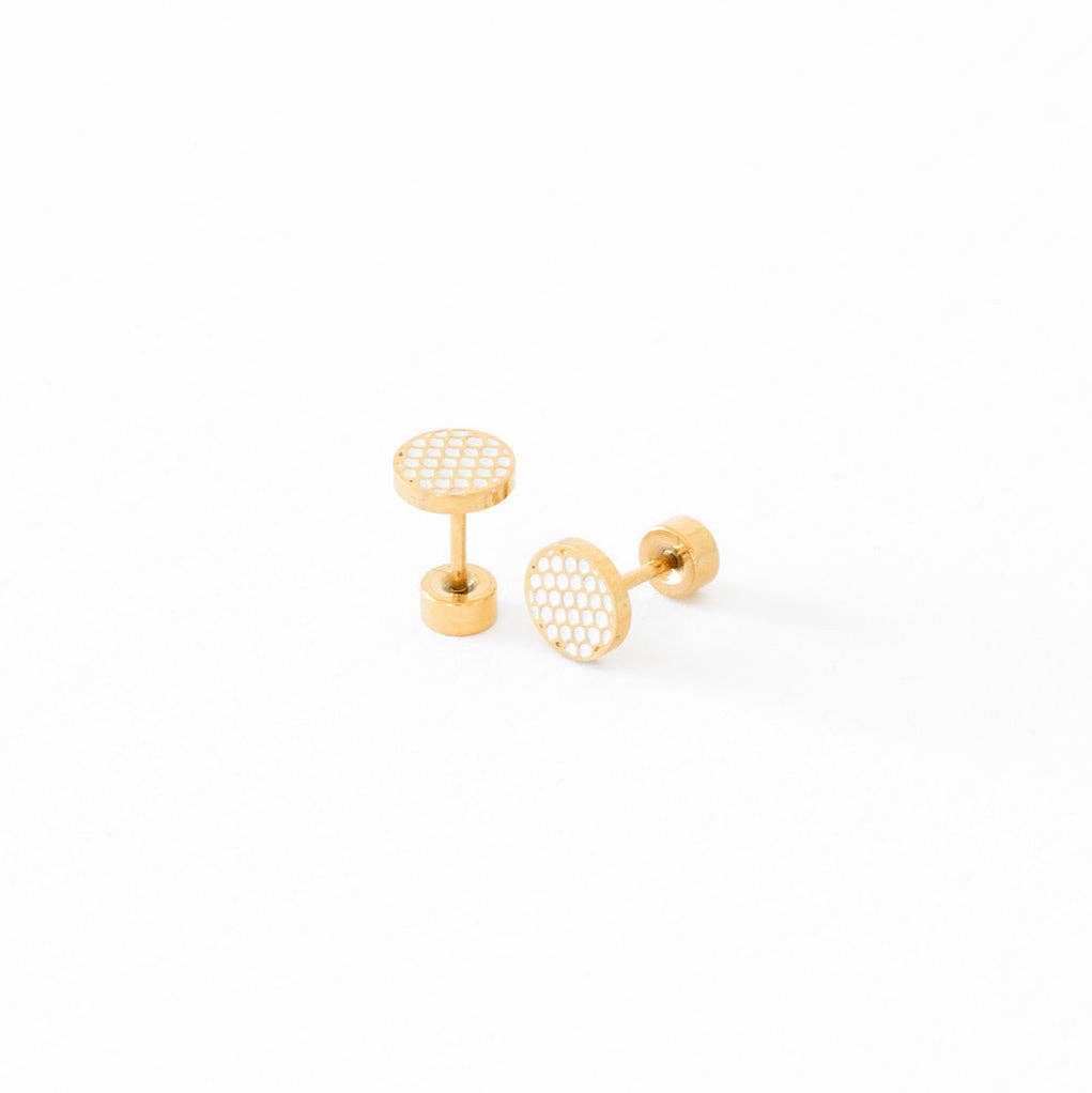 Pip Pop Post - Sports Balls Stud Earrings - Hypoallergenic, Flat Back, Girl: Pair / Golf Ball